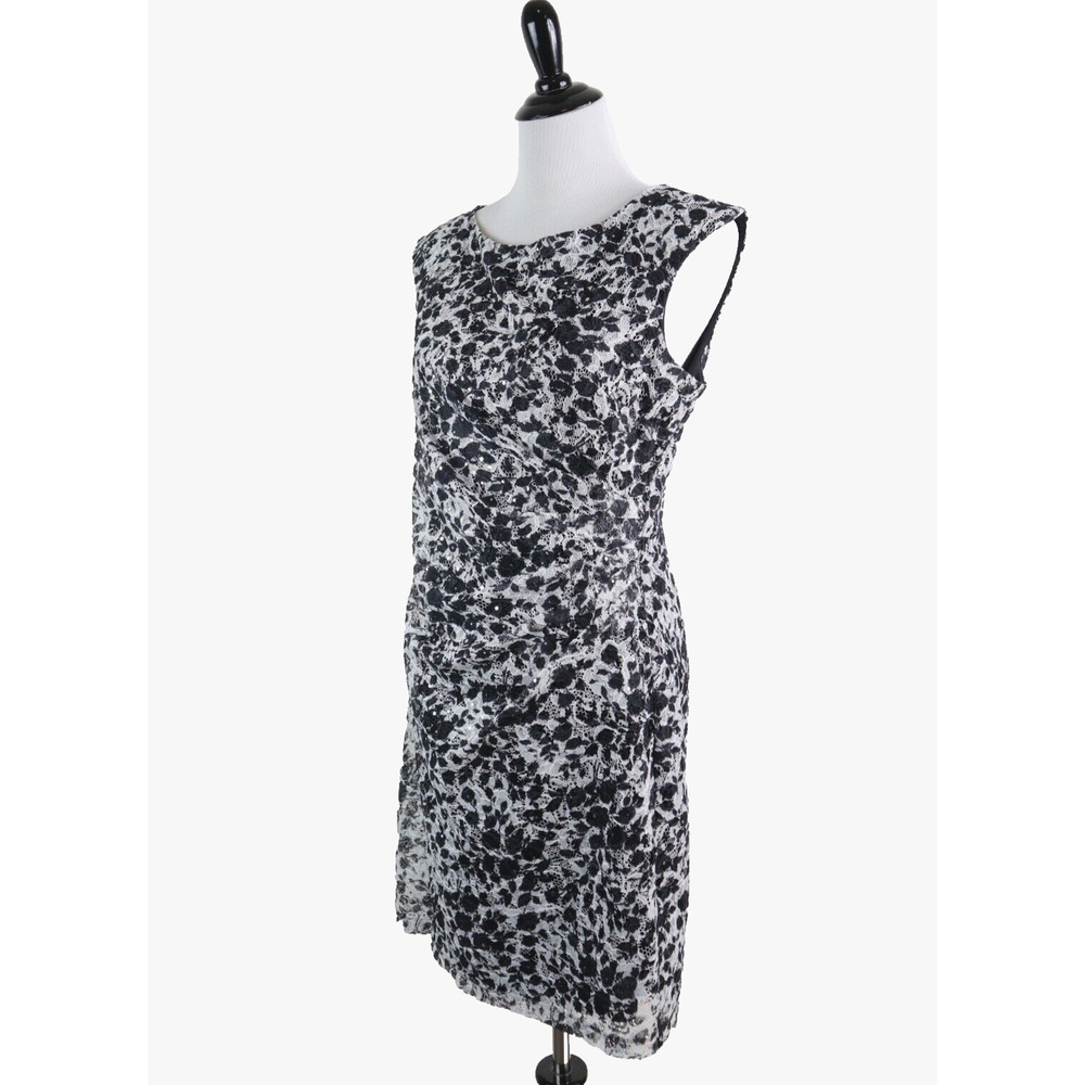 Eliza J Size 12 Lace Appliqué Sheath Dress Sequin Black White - Picture 2 of 10